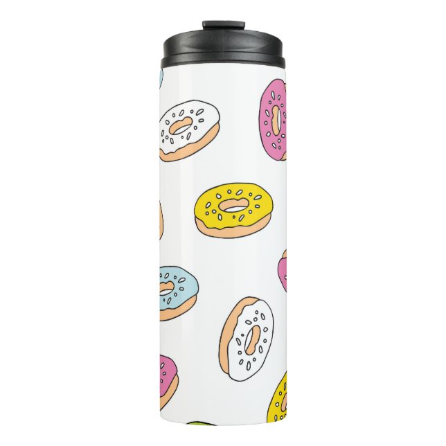 Doodle macht Muster, nahtloses Design. Thermosbecher (Vorderseite)