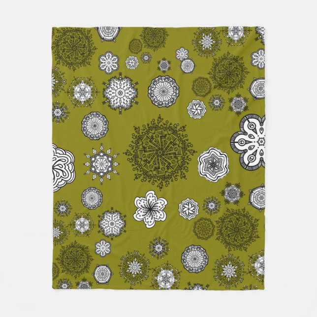 Doodle Mandelas auf dem grünen Vorhang Fleecedecke (Vorderseite)