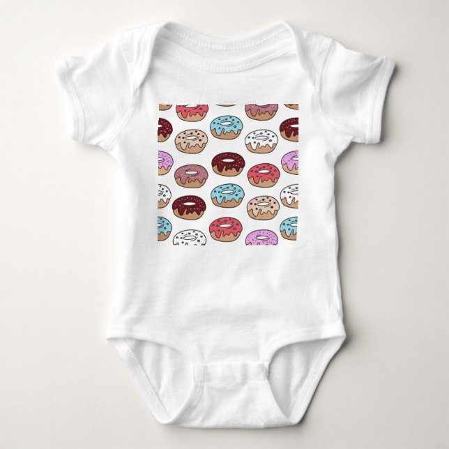 Doodle mehrfarbiger Donuts Hintergrund. Baby Strampler (Vorderseite)
