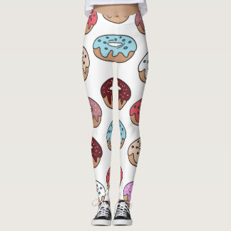 Doodle mehrfarbiger Donuts Hintergrund. Leggings