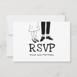 Doodle Moderne Hochzeitsantwort | Lustiges Brautpa RSVP Karte
