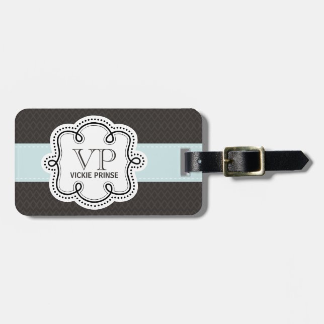 Doodle Monogram Gepäckanhänger (Vorderseite horizontal)