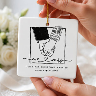 Doodle Mr & Mrs Erstes Weihnachtsbaumschmuck Keramikornament