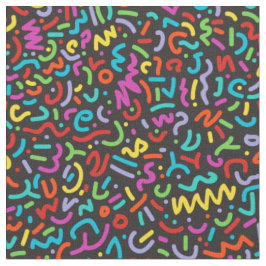 Doodle (Multi on Black) Stoff