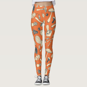 Doodle Mushroom Vintag Nahtloses Wallpaper Leggings