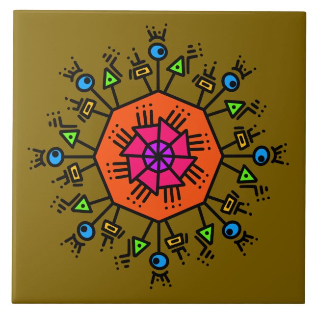 Doodle Muster 2 Fliese (Vorderseite)