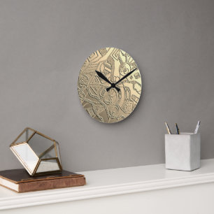 Doodle-Muster mit Reliefstruktur Runde Wanduhr