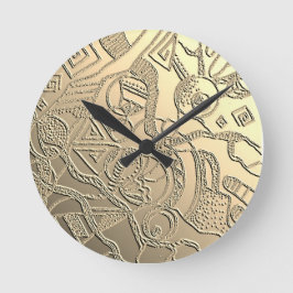 Doodle-Muster mit Reliefstruktur Runde Wanduhr