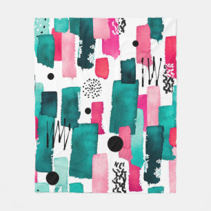 Doodle Nahtloses Muster von Aquarellfarbe Rosa und Fleecedecke