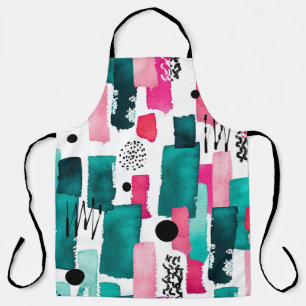 Doodle Nahtloses Muster von Aquarellfarbe Rosa und Schürze