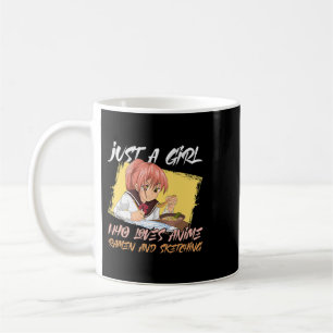 Doodle Nur Ein Mädchen Das Anime Ramen Und Zeichne Kaffeetasse