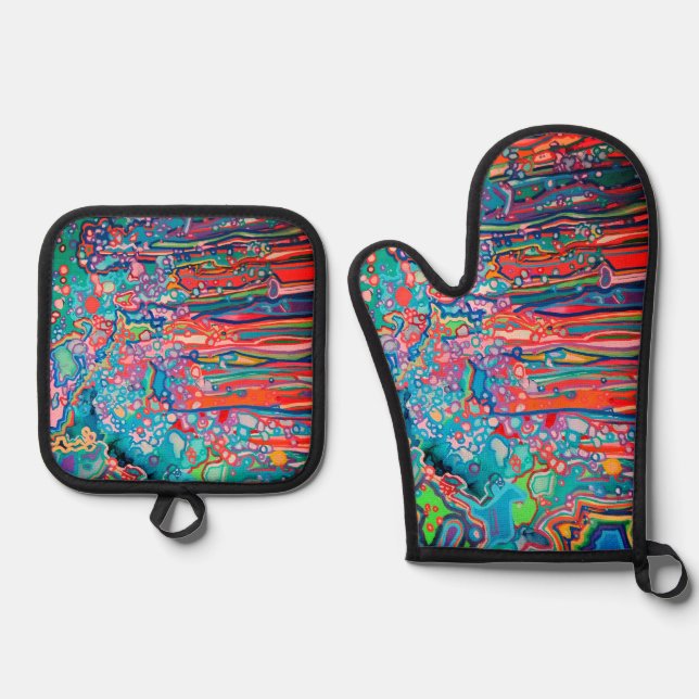 Doodle Ofenhandschuh & Topflappen-Set (Vorderseite)