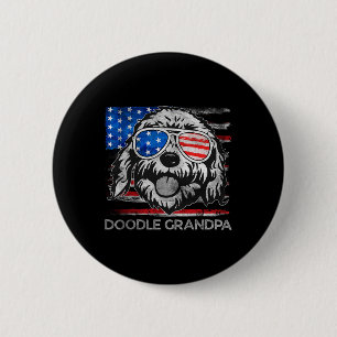 Doodle Opa Vintage Amerikanische Flagge Hund Lusti Button
