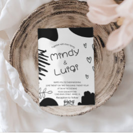 Doodle Organic Shapes Script Wedding Einladung