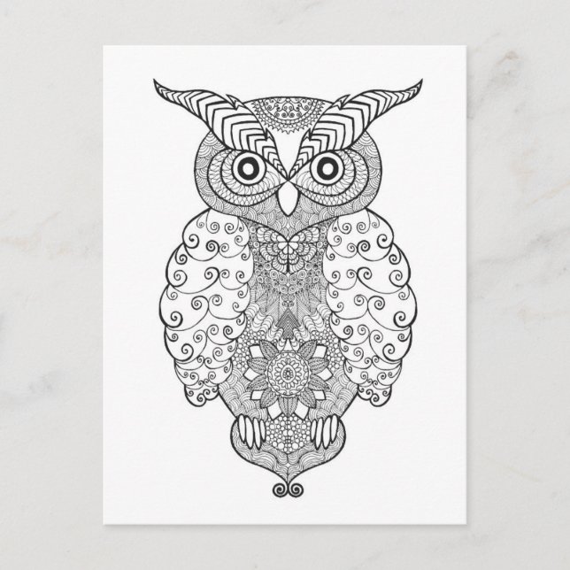 Doodle Owl Postkarte (Vorderseite)