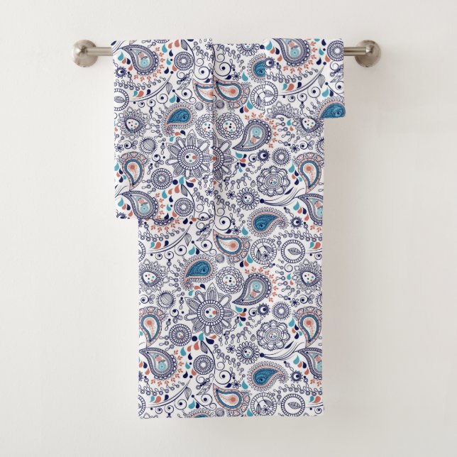 Doodle-Paisley-Muster Badhandtuch Set (Insitu)