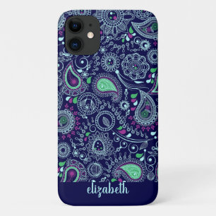 Doodle Paisley Muster dunkelblau Case-Mate iPhone Hülle