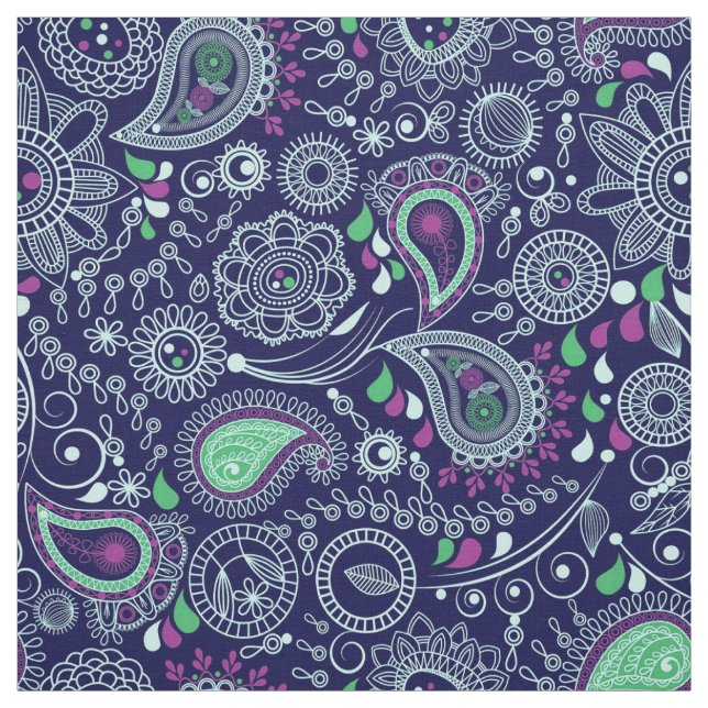 Doodle Paisley Muster dunkelblau Stoff (Muster)