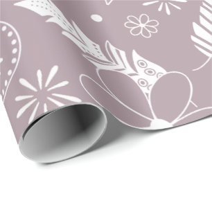 Doodle Paislies feathers Blume lilac JEDE Farbe Geschenkpapier