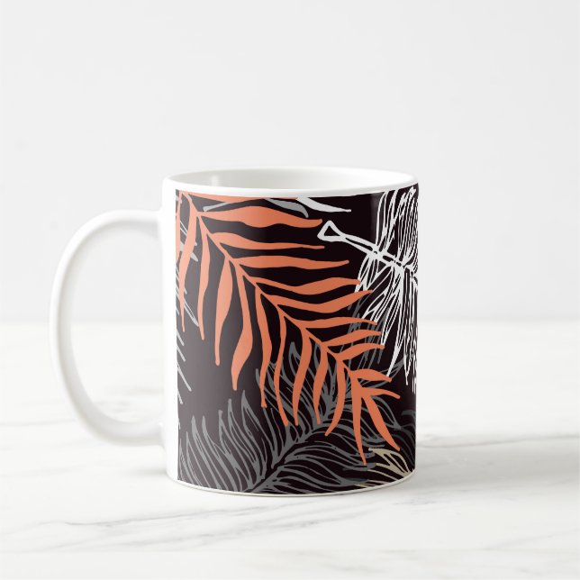 Doodle Palm: HandGezeichnet Blattmuster. Kaffeetasse (Links)