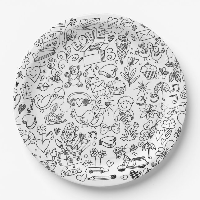 Doodle-Pappteller Pappteller (Vorderseite)