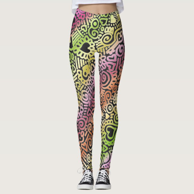 Doodle Pattern Leggings (Vorderseite)