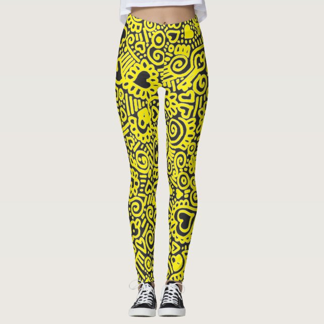 Doodle Pattern Leggings (Vorderseite)