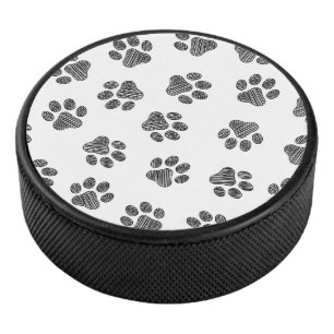 Doodle Paws, Dog Paws, Black Paws Eishockey Puck
