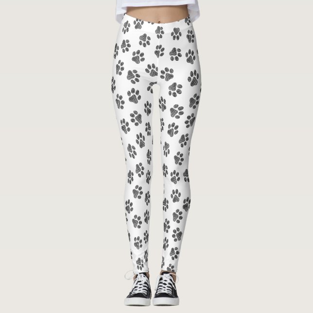 Doodle Paws, Dog Paws, Black Paws Leggings (Vorderseite)