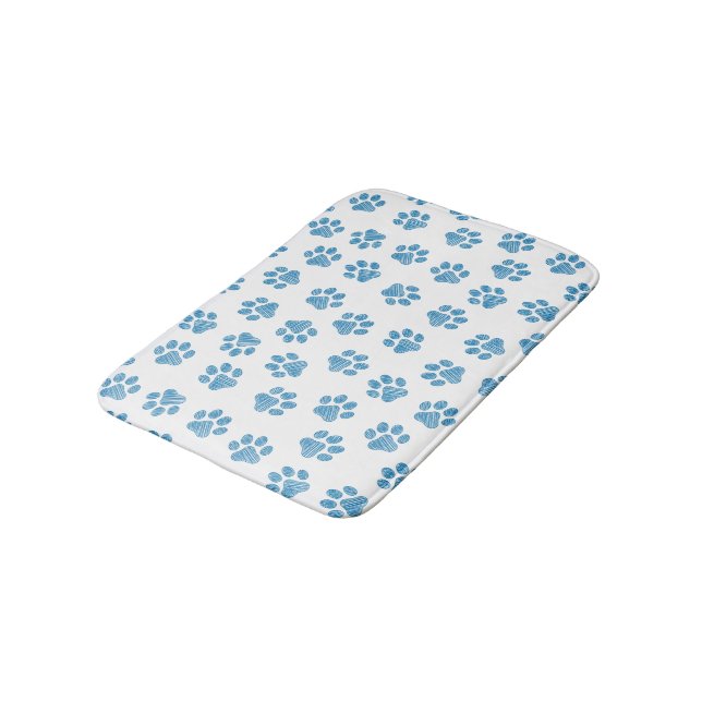 Doodle Paws, Dog Paws, Blue Paws Badematte (Schrägansicht)