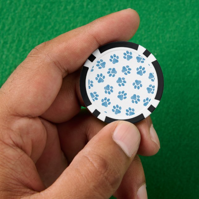Doodle Paws, Dog Paws, Blue Paws Pokerchips (Hand)