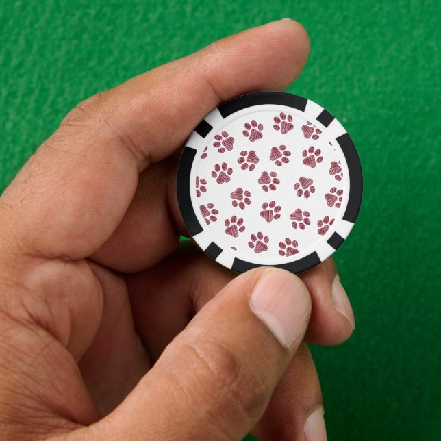 Doodle Paws, Dog Paws, Burgund Paws Pokerchips (Hand)