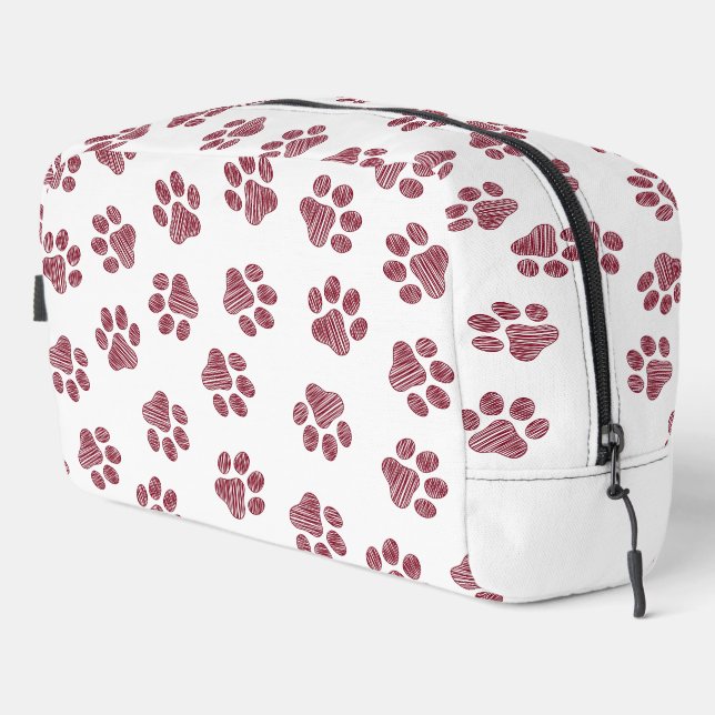 Doodle Paws, Dog Paws, Burgund Paws Waschbeutel (Rechte Ecke)