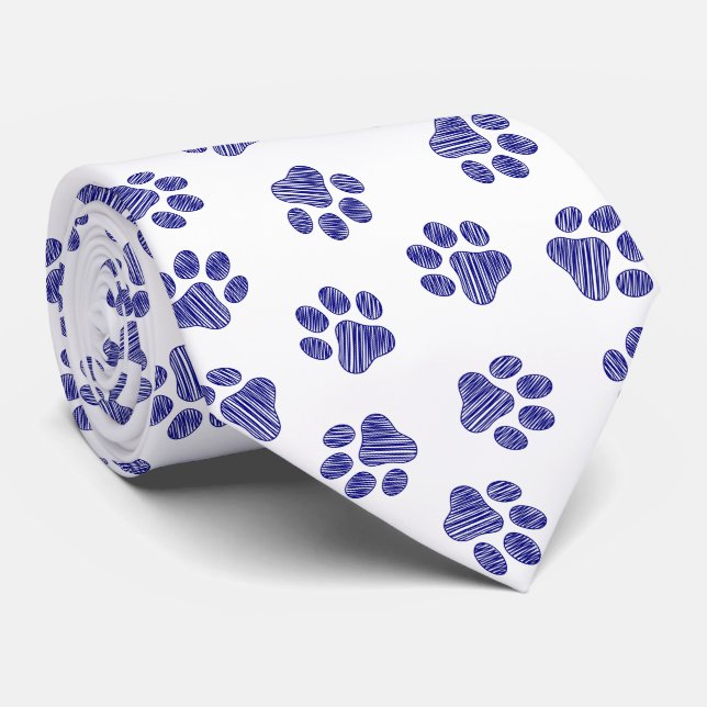 Doodle Paws, Hundepaws, blaue Paws, undurchsichtig Krawatte (Gerollt)
