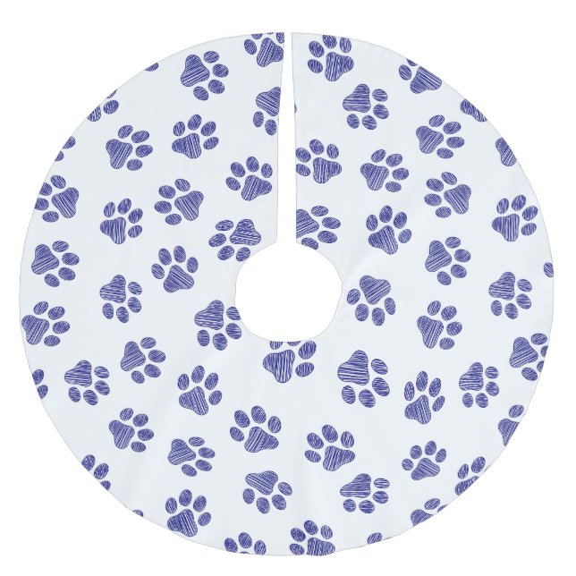 Doodle Paws, Hundepaws, blaue Paws, undurchsichtig Polyester Weihnachtsbaumdecke (Vorderseite)