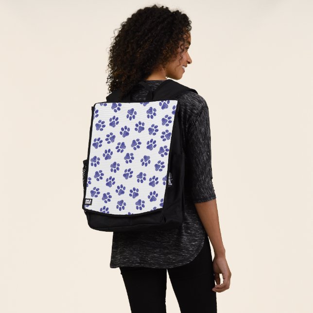 Doodle Paws, Hundepaws, blaue Paws, undurchsichtig Rucksack (Ausgewaschen)