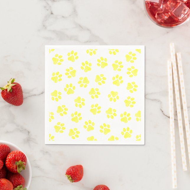 Doodle Paws, Hundepaws, gelbe Paare Serviette (Beispiel)