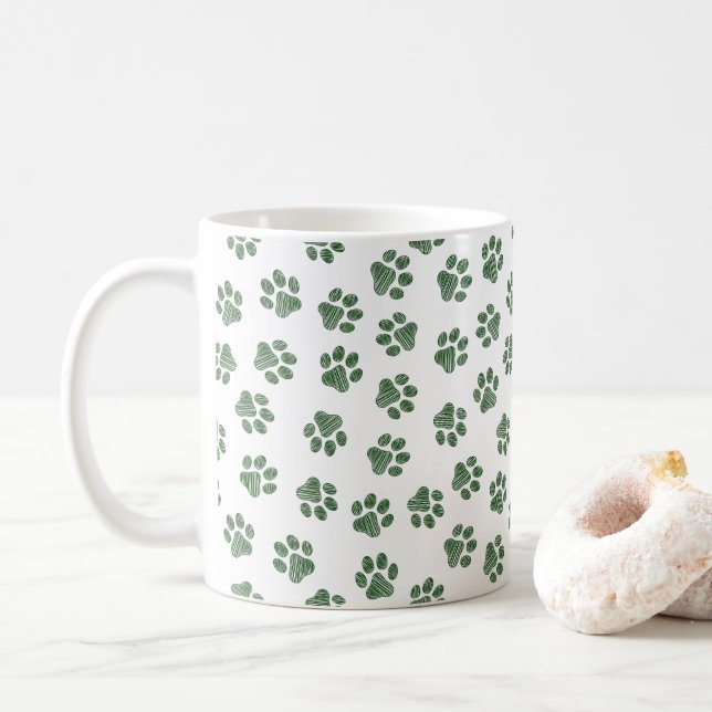 Doodle Paws, Hundepaws, grüne Paws Kaffeetasse (Mit Donut)