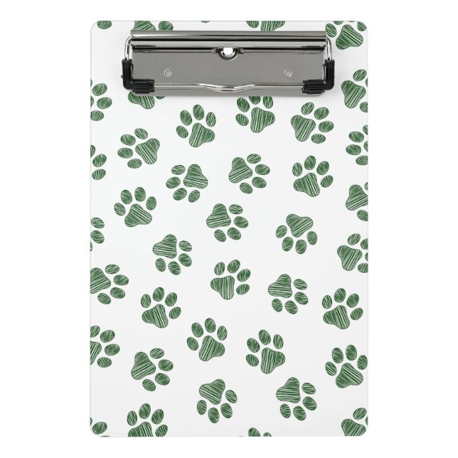 Doodle Paws, Hundepaws, grüne Paws Mini Klemmbrett (Vorderseite)