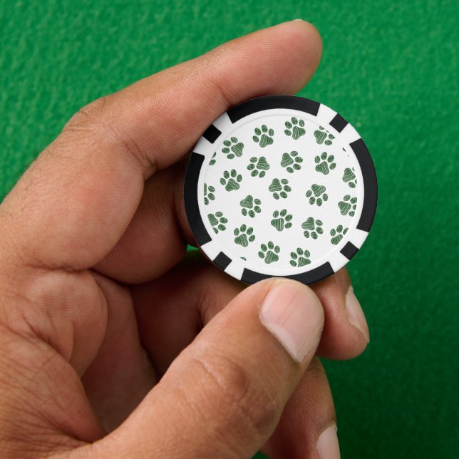 Doodle Paws, Hundepaws, grüne Paws Pokerchips (Hand)