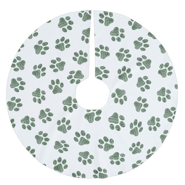 Doodle Paws, Hundepaws, grüne Paws Polyester Weihnachtsbaumdecke (Vorderseite)