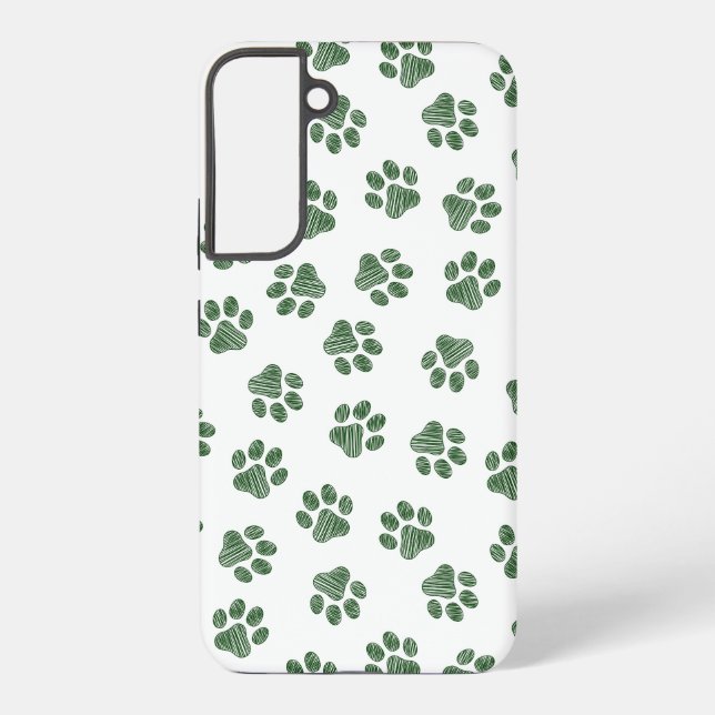 Doodle Paws, Hundepaws, grüne Paws Samsung Galaxy Hülle (Rückseite)