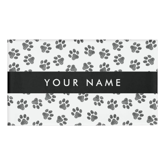 Doodle Paws, Hundepaws, Katzenpaws, schwarze Paws Namenschild (Vorderseite)