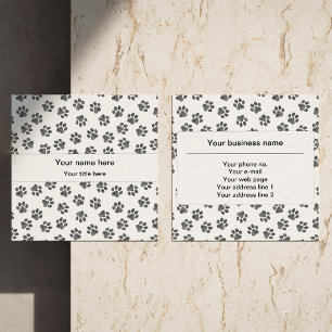 Doodle Paws, Hundepaws, Katzenpaws, schwarze Paws Quadratische Visitenkarte