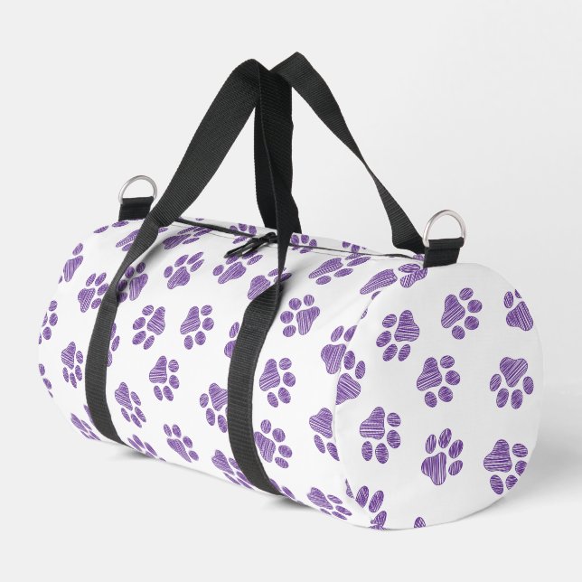 Doodle Paws, Hundepaws, Lila Paare Duffle Bag (Linke Seite)