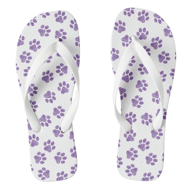 Doodle Paws, Hundepaws, Lila Paare Flip Flops (Fußbett)