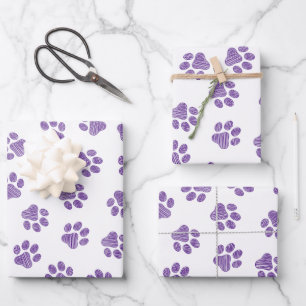 Doodle Paws, Hundepaws, Lila Paare Geschenkpapier Set
