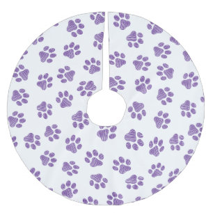 Doodle Paws, Hundepaws, Lila Paare Polyester Weihnachtsbaumdecke