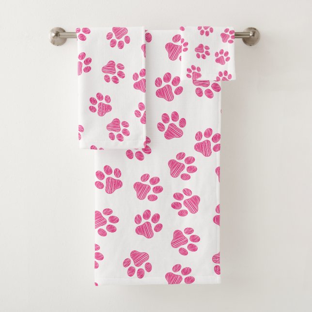 Doodle Paws, Hundepaws, rosa Paws Badhandtuch Set (Insitu)