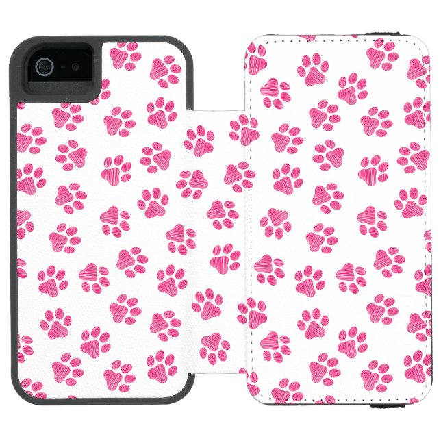 Doodle Paws, Hundepaws, rosa Paws Incipio iPhone Geldbeutel-Hülle (Folio Geöffnet)